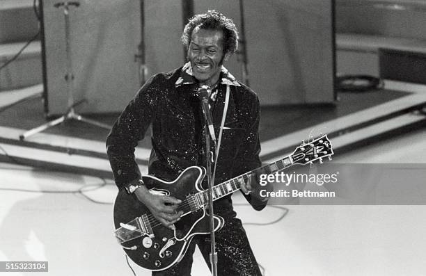 Chuck Berry performing at the 1984 Grammys, where he received a Lifetime Achievement Award.