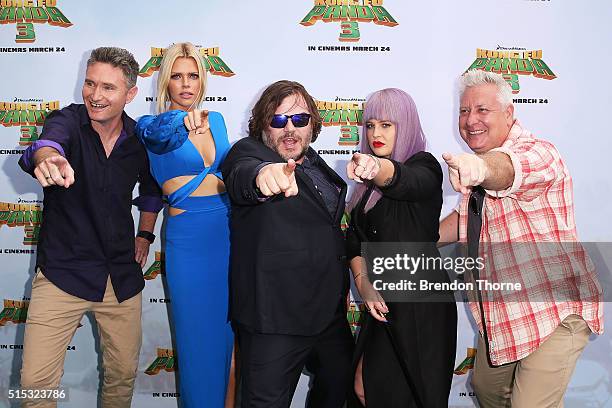 Dave Hughes, Sophie Monk, Jack Black, Kelly Osbourne and Ian Dickson arrives for the Australian premiere of Kung Fu Panda 3 at Hoyts Cinemas, The...
