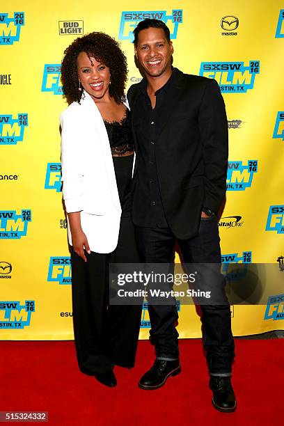 Actors Kellee Stewart and Alexis DeLaRosa attend the premiere of "Hunter Gatherer" during the 2016 SXSW Music, Film + Interactive Festival at Vimeo...