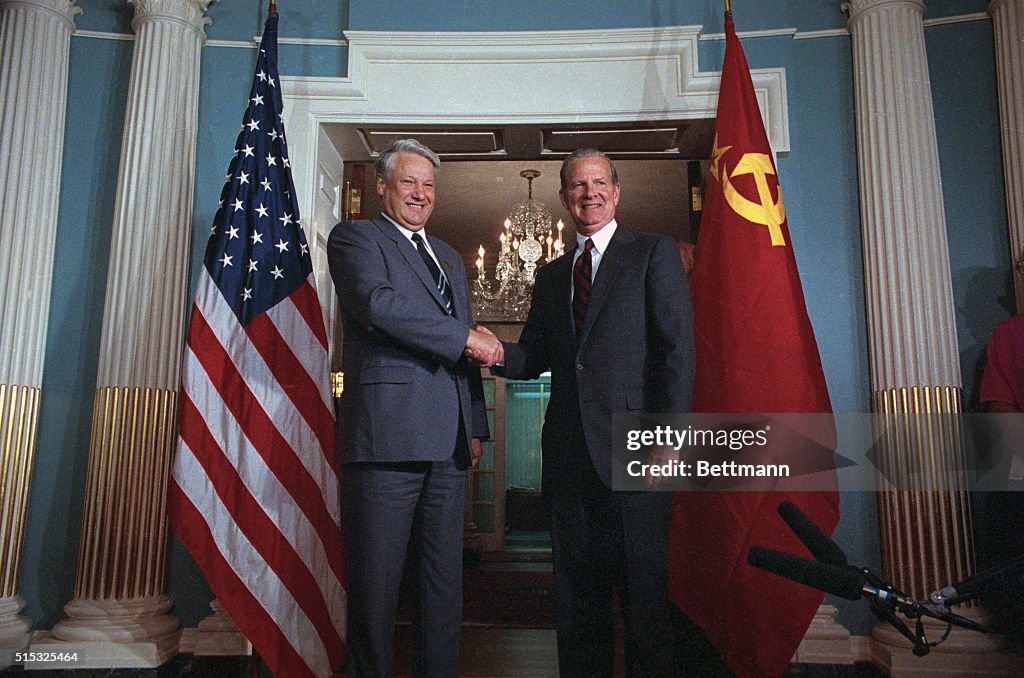Shaking hands in State Department