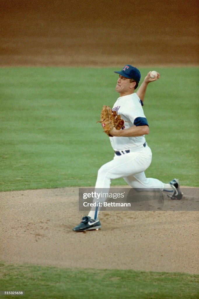 Portrait of Nolan Ryan Pitching for Seattle