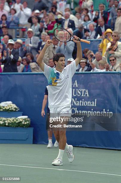 New York: Pete Sampras wins the U.S. Open championship defeating Andre Agassi in three sets. Sampras is the youngest player to win the tournament.