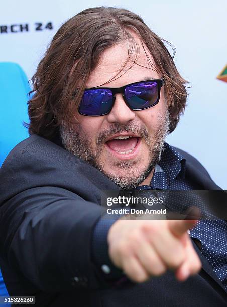 Jack Black poses at the Sydney premiere of Kung Fu Panda 3 at Hoyts Cinemas on March 13, 2016 in Sydney, Australia.