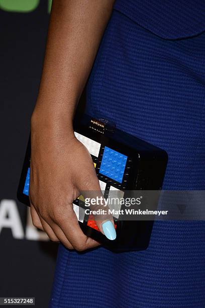 Actress Keke Palmer, purse detail, arrives at The Paley Center For Media's 33rd Annual PALEYFEST Los Angeles ÒScream Queens" at Dolby Theatre on...