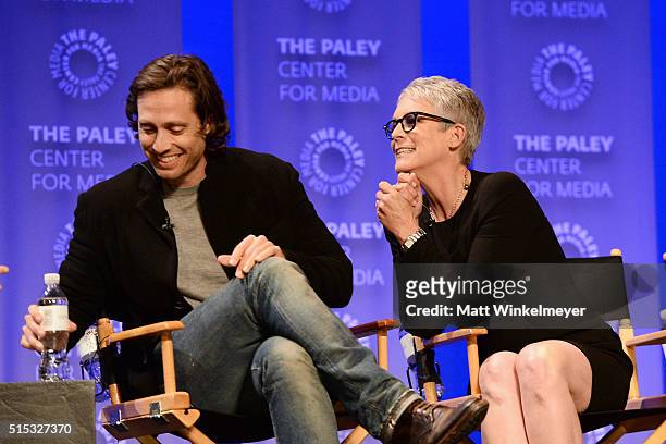 Writer/Executive Producer Brad Falchuk and actress Jamie Lee Curtis attend The Paley Center For Media's 33rd Annual PALEYFEST Los Angeles ÒScream...