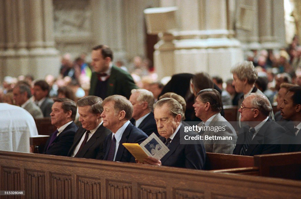 Richard Nixon and Mickey Mantle Attending Funeral Service