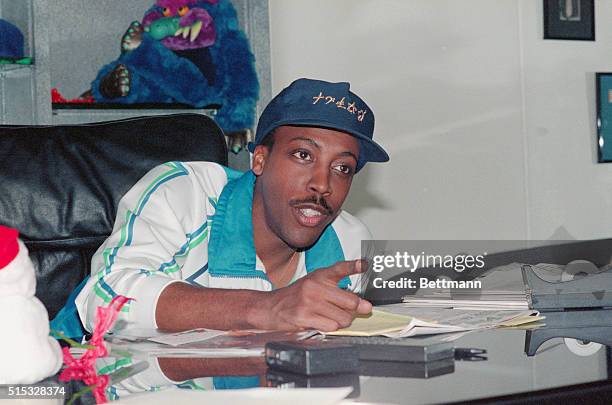 Los Angeles: Comedian Arsenio Hall gets serious and makes a point during an interview at his office at Paramount Studios. Hall will be the host and...