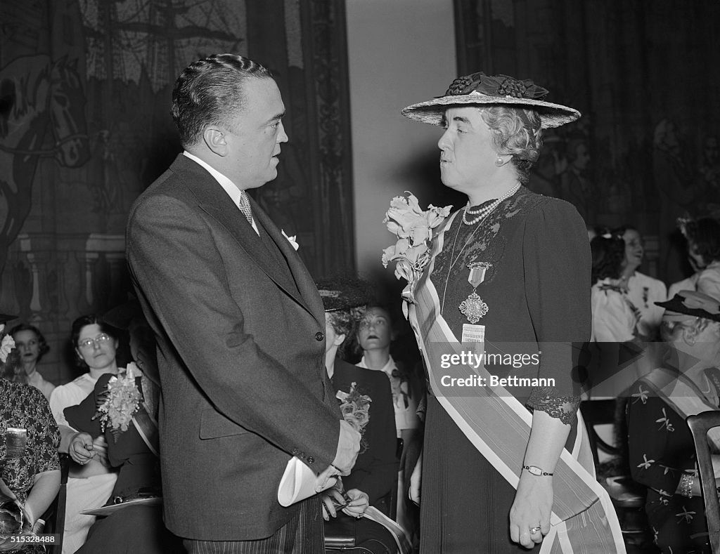 J. Edgar Hoover Talking to Woman