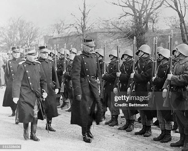 Elsinore, Denmark: Today a Modern Melancholic Prince Of Denmark. King Christian X of Denmark, is shown as he inspected some of his troops at Castle...