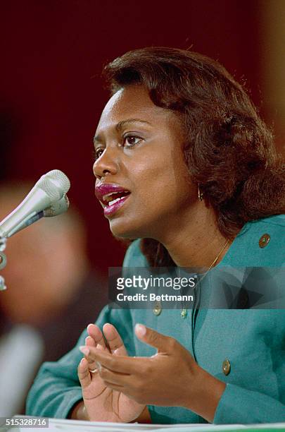 Professor Anita Hill testifies before the Senate Judiciary Committee on the nomination of Judge Clarence Thomas to the U.S. Supreme Court.