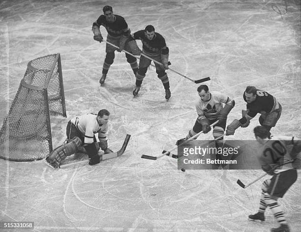 Here is a fast bit of action from a Stanley Cup Hockey game between the New York Rangers and Toronto Maple Leafs at Madison Square Garden on April...