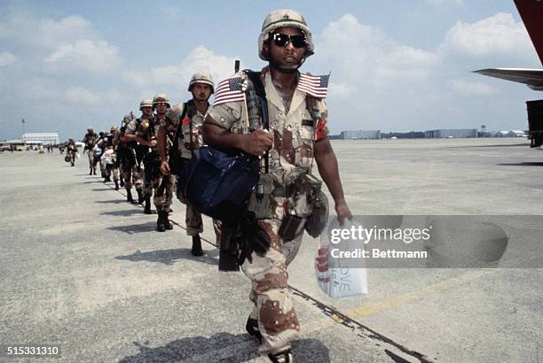 Saudi Arabia: : Soldiers of the 24th Infantry prepare to leave Saudi Arabia in support of Operation Desert Shield.