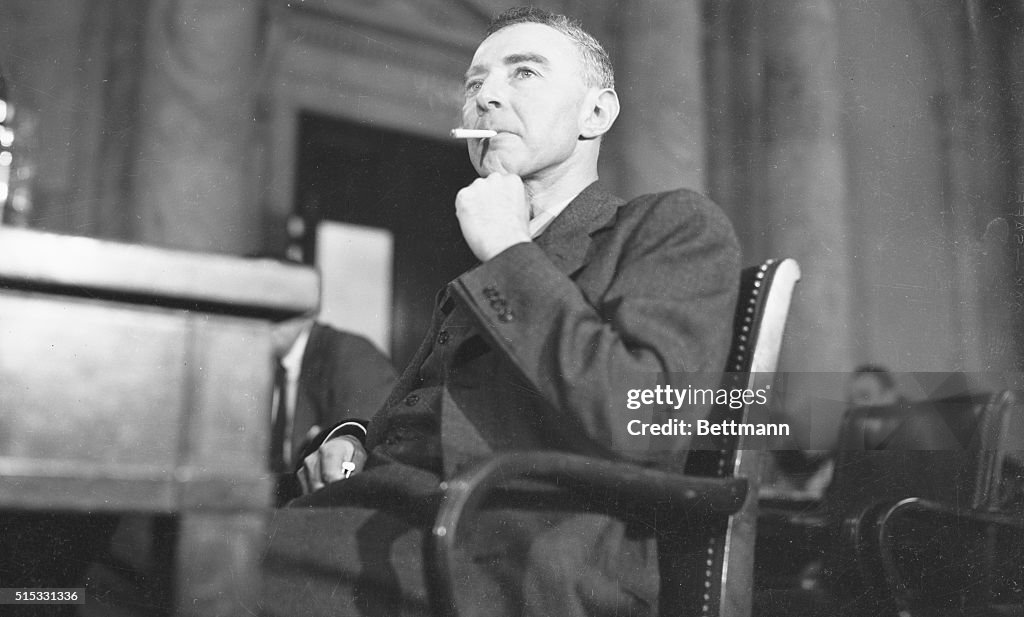 J. Robert Oppenheimer Smoking at Congressional Hearing