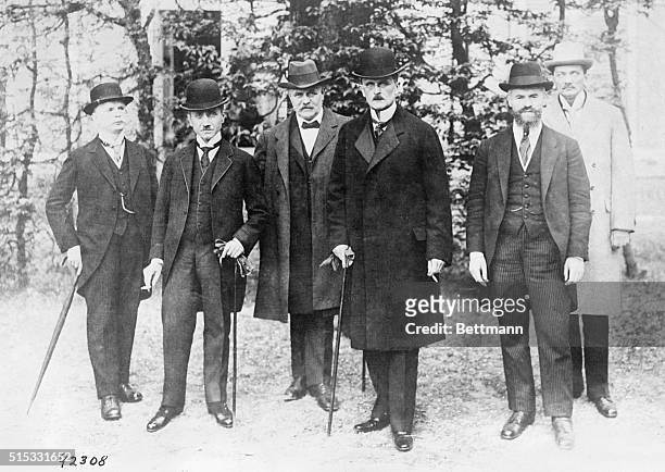 Versailles, France- German delegation to the Peace Conference. Left to right: Herr Leinert, President of the Prussian Assembly; Dr. Karl Melchier,...