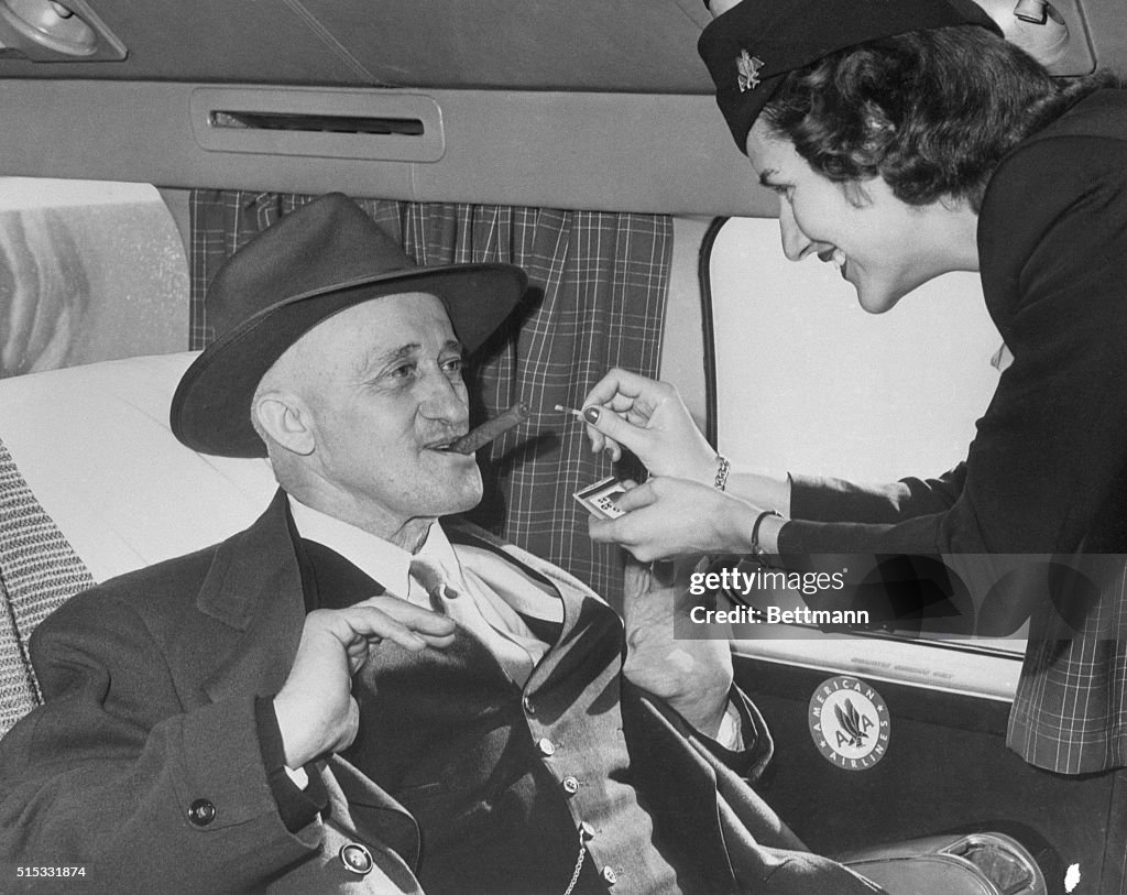 Flight Attendant Lighting Cigar for Passenger