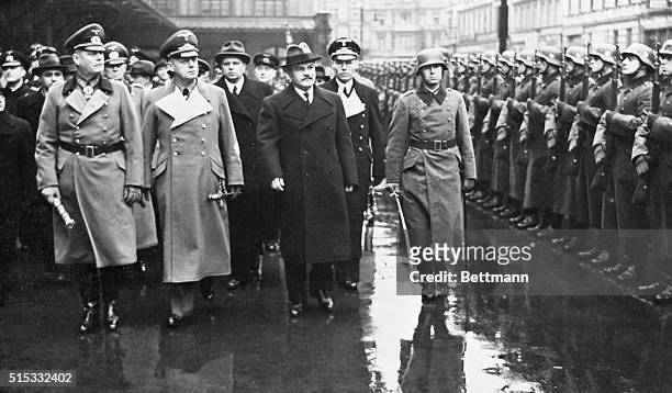 Berlin, Germany- German Field Marshall Keitel and Foreign Minister Joachim Von Ribbentrop of Germany escort Russian Foreign Minister Viacheslav...