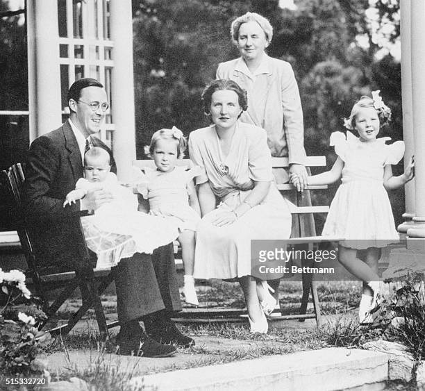 Ottawa, Canada: The Royal Family Of The Netherlands. The latest picture of the Netherlands Royal family, posed outside their home near Ottawa. August...