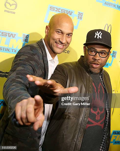 Jordan Peele and Keegan-Michael Key attend a special screening of their new film "Keanu" at the Paramount Theater during the South by Southwest Film...