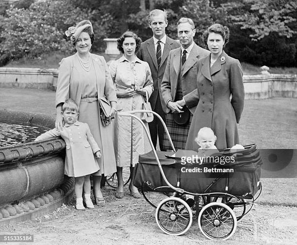 Ballater, Scotland: Royal Gathering At Balmoral. The Royal Family poses for an outdoor portrait at Balmoral Castle, Scotland, where the King and...