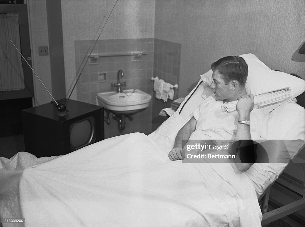 Mickey Mantle Sitting in Hospital