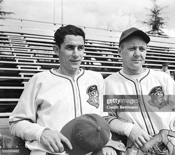 Outfielders Vincent DiMaggio, , and Frank Kalin are shown as they worked out at a spring training session with the Pittsburgh Pirates here.