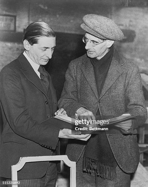 Sean O'Casey, famous Irish dramatist whose play "Within the Gates" opens soon in London, shown with Norman MacDermott, , who will produce the opus.