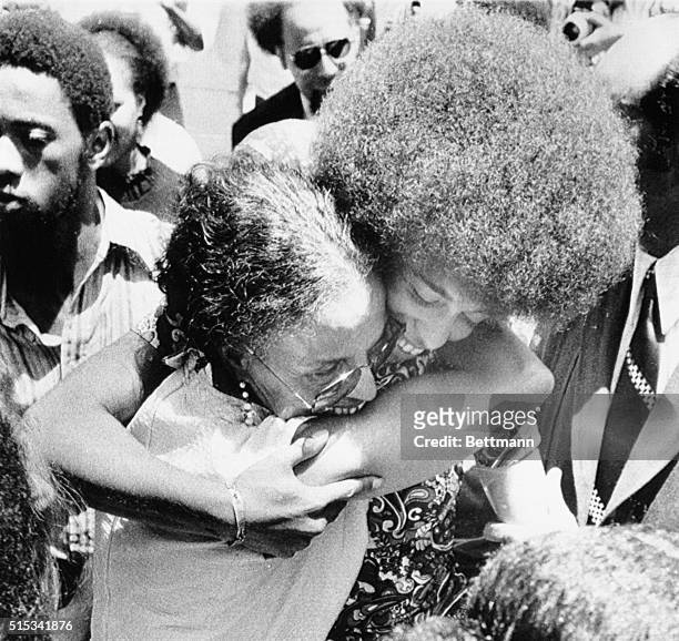 Angela Davis embraces her mother, Sallye following a jury's acquittal of Miss Davis on all charges. The decision ended the trial which began on...