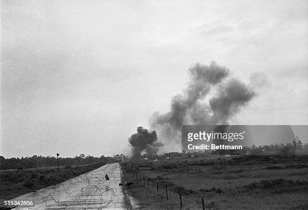 Vietnamese children flee from their homes in the South Vietnamese village of Trang Bang after South Vietnamese planes accidently dropped a napalm...