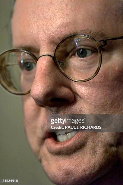 Republican presidential hopeful Steve Forbes conducts a brief press conference addressing his disappointment in George W. Bush's proposed tax plan...