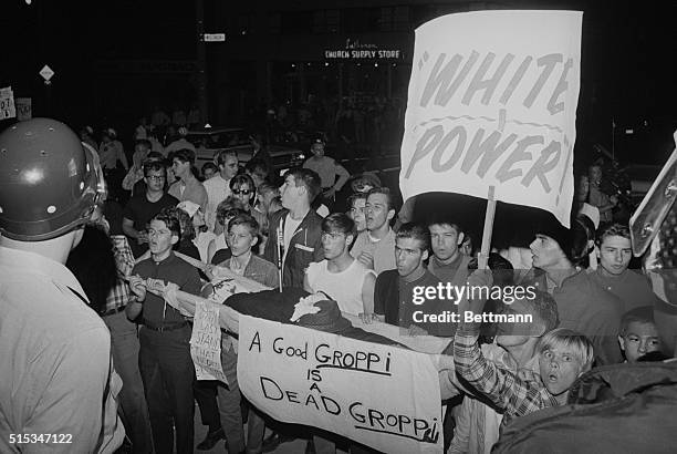 Milwaukee, WI: Several hundred white youths march from the city's south side to the home of Milwaukee Archbishop William Cousins. Several of the...