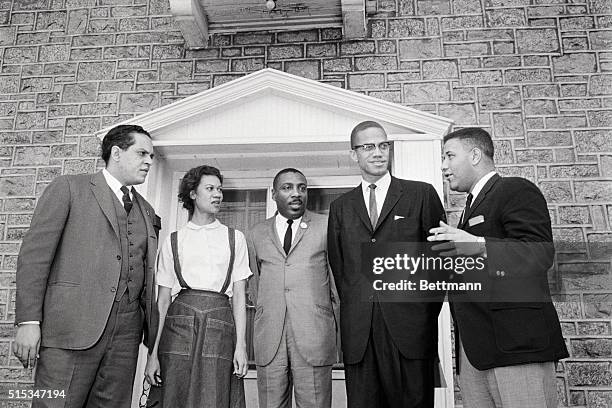 Chester, PA: Civil rights leaders plan integration demonstrations throughout the United States during the coming year. Left to right, Lawrence Landry...