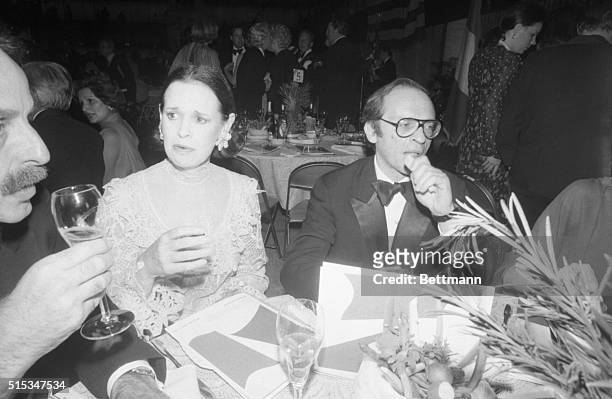Gloria Vanderbilt shares a table with her former husband, Sidney Lumet, during party at New York State Theater 5/17 during New York City Ballet's...