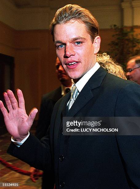 Actor Matt Damon, arrives at the premiere of his new film "The Talented Mr Ripley", in Los Angeles, 12 December 1999. The film is directed by British...