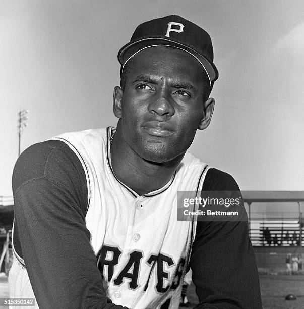 Portrait of Roberto Clemente, outfielder of the Pittsburgh Pirates.