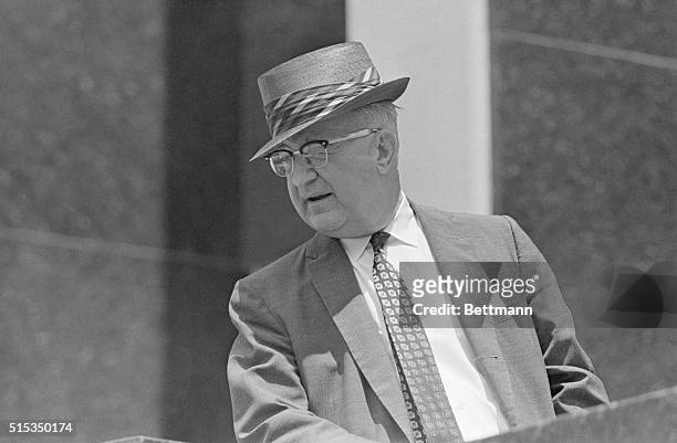 Birmingham, AL-Birmingham public safety commissioner Eugene "Bull" Connor appears at a press conference announcing a bi-racial agreement to end...