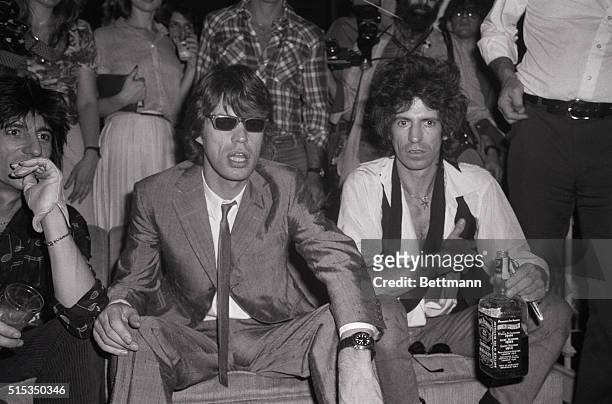 New York, NY- Mick Jagger and Keith Richards of the Rolling Stones, in town to promote their new album "Emotional Rescue," party down at "The...