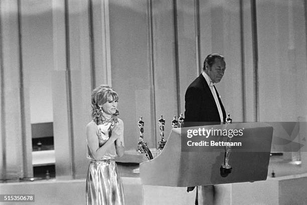 Santa Monica, California-Julie Christie reacts with sobs, excitement and thankfulnes after winning an Academy Award for best performance by an...