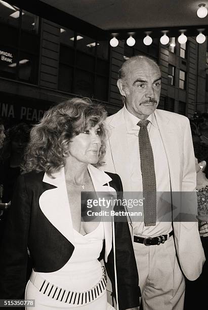 New York, New York- Actor Sean Connery and his wife Michelin arrive at the Loews Astor Plaza for the world premiere of Paramount's newest motion...