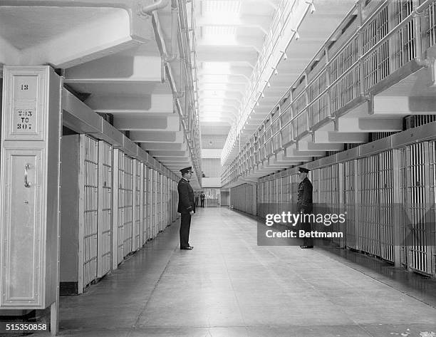 San Francisco Bay, CA:- US Attorney General Homer S. Cummings made an official inspection of Alcatraz Island, site of the new Federal prison for...