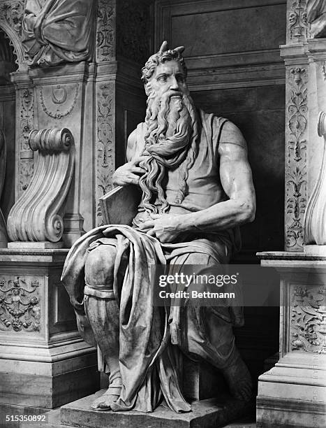 Figure of Moses from Tomb of Pope Julius II, San Pietro in Vincoli, Rome, Italy.