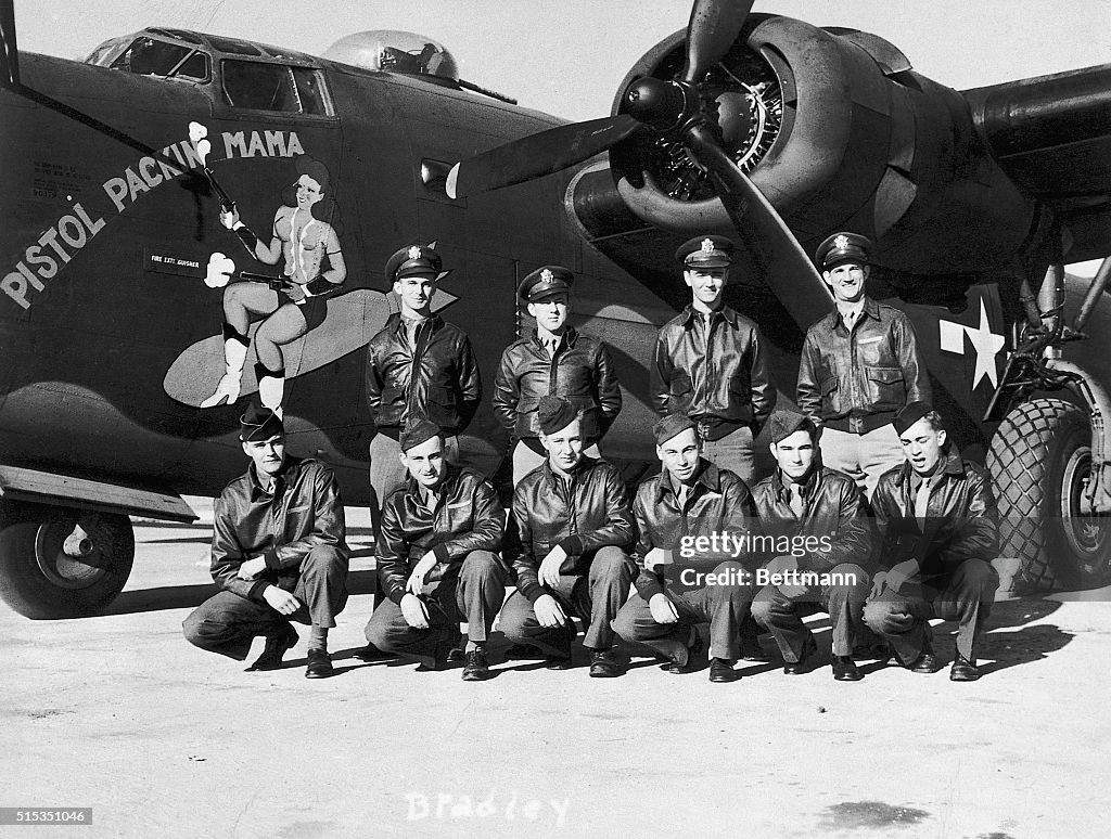 Bomber Pilot and Crew with B-24 "Liberator" Bomber