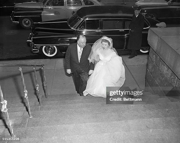 New York, NYFamed movie director Alfred Hitchcock is shown with his daughter, Patricia Alma Hitchcock, as they arrived at St. Patrick's Cathedral...