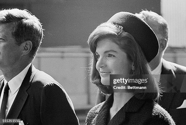 Mrs. Jacqueline Kennedy joins the President in greeting Ethiopian Emperor Haile Selassie at Union Station.