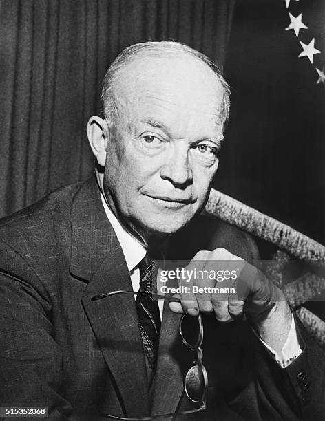 Washington, DC- This photo has just been selected by President Dwight D. Eisenhower to be used as the official photograph of the Chief Executive....