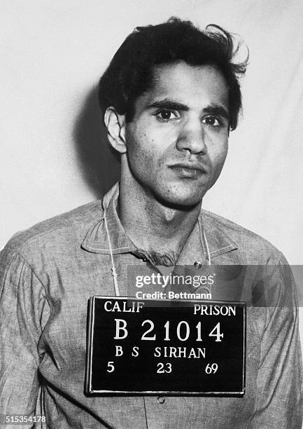 San Quentin, CA- Sirhan Sirhan became Convict No. B21014 at San Quentin Prison 5/23. Sirhan's official prison photo is shown here. The 25-year-old...