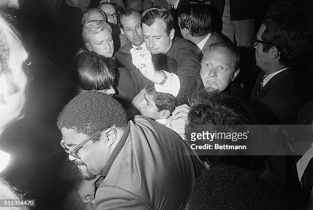 Los Angeles, CA- A man identified as Jordanian Sirhan Sirhan is pummeled by a crowd, just after he allegedly wounded Senator Robert F. Kennedy in the...