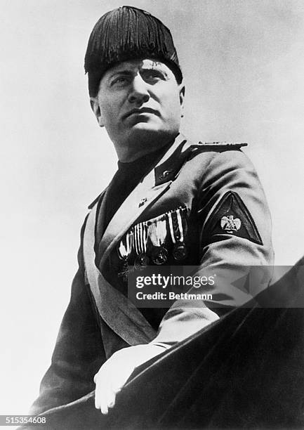 Rome, Italy- The leader and inspiration of the cause of Italy in Africa, Il Duce Benito Mussolini, is shown in this new character-portrait in full...