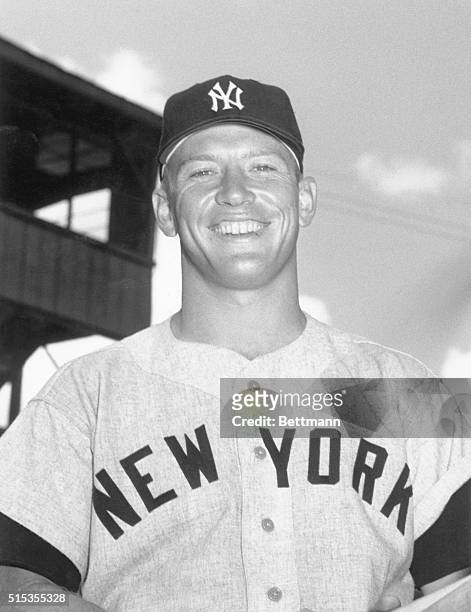 Bradenton, FL- Star sluggers Mickey Mantle of the New York Yankees is shown as he was in Bradenton for an exhibition game. Mantle earned a .300...