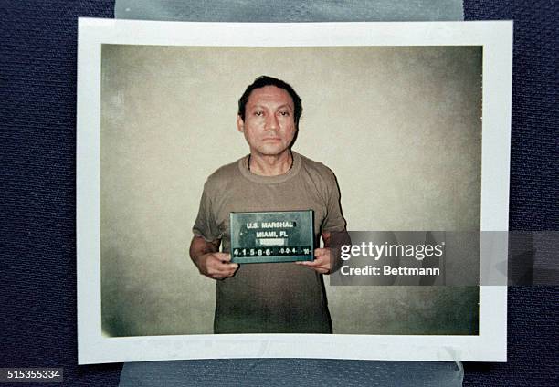 Miami, FL- Ousted Panamanian dictator Manuel Noriega is shown in this Justice Department mug shot released by the U.S. Attorney's office in Miami....