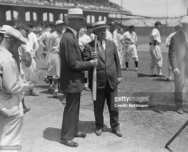 Chicago, IL- Connie Mack , manager of the Philadelphia A's, represents the American League while John McGraw, manager of the New York Giants,...
